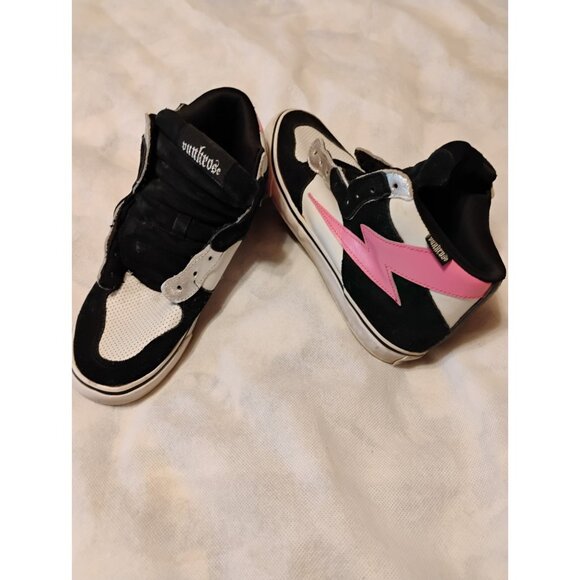 Punkrose High Top Sneakers Shoes Womens Size 10 Black White Pink Lightning Bolt - Picture 1 of 8